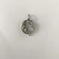 Silver dolphin pendant with sparkling white and purple crystals for DIY jewelry - Round Dolphin Wave (NAA11-7) / Silver