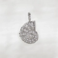 Silver nautilus shell pendant charm with pavé zircon stones for DIY necklaces - Conch (NAB03-3) / Silver