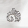Glänzender Silber-Nautilus-Anhänger mit weißem Emaille und Zirkon-Pavé-Besatz - Zweifarbige Schnecke (NAB01-1) / Silber