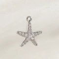 Seestern-Anhänger aus silbernem Metall mit Zirkon-Steinen für DIY-Schmuck und Halsketten - Seestern (NAA11-9) / Silber