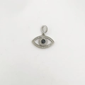 Silver evil eye pendant with micro-pave white cubic zirconia and dark center stone - Pendant Only / Eye (NN09-6)