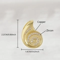 Gold plated brass conch shell pendant with white zircon stones for DIY jewelry - 2.2*1.6cm / Gold Plated Conch