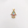 Hamsa hand pendant with micro-paved rhinestones and devil's eye charm accessory - Pendant Only / Palm (NF10-8)