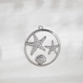 Silberner Meeresanhänger mit Seestern und Muschel für DIY Halsketten und Armbänder - Runder Seestern (NAA09-3) / Silber