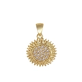 Golden sunburst pendant charm with micro-pave white cubic zirconia center inlay - 1.5cm Gold Sun Flower (NAA09-6) / Pendant Only (No Chain)