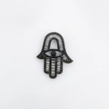 Hamsa Hand pendant with black plating, baguette crystals and evil eye micro-pave stones - Pendant Only / Black Palm (NAG03-5)