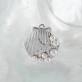 Muschel-Anhänger aus Silber mit Seestern und weißen Perlen für DIY Ozean-Schmuck - Perlenmuschel (NAB01-3) / Silber