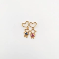18k gold plated DIY charms featuring micro-paved zircon boy and girl heart pendants - Heart Couple Pendant Only (Without Chain) (ND08-1)