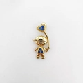 18k gold plated DIY boy pendant with blue cubic zirconia and heart balloon charm - Blue Rhinestone Boy Pendant Only (Without Chain) (NB08-10)