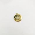 Golden micro-pave evil eye disc charm pendant with cubic zirconia for DIY jewelry - Pendant Only / Round Eye (NC22-3)
