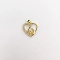 18k gold plated heart pendant with family silhouette and sparkling cubic zirconia stones - Family Of Three Pendant Only (Without Chain) (NA10-3)