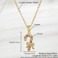 Golden copper candy cane necklace with red, green, and white zircon stones for women - Necklace (Chain + Pendant) / Candy Cane (NAG09-3)
