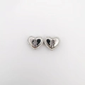 Silver heart stud earrings with cubic zirconia and a cutout silhouette of a boy and girl - Hollow Couple Boys Pendant Only (Without Chain) (NF05-7)