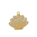 Gold plated seashell pendant with zircon micro-pave for DIY summer jewelry - 2cm / Gold Plated Shell