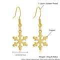 18k gold plated snowflake drop earrings for women with detailed hook design - Gold Plated Snowflake Style (ET07-1)
