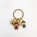 18k gold plated charm pendant with pave zircons featuring boy, girl, and soccer motifs - Colored Rhinestone Black Ring Pendant Only (Without Chain) (NA06-5)