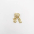 18k gold plated heart pendant with zircon-studded boy and girl charms for DIY jewelry - Boy And Girl Group Pendant Only (Without Chain) (ND10-1)