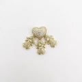 18k gold plated heart pendant with pavé cubic zirconia and three girl charms - Multiple Girls Pendant Only (Without Chain) (NT10-2)