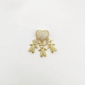 18k gold plated heart pendant with pavé zircon boy and girl charms for DIY jewelry - Multiple Boys Pendant Only (Without Chain) (NT10-3)