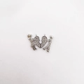Silver plated couple boy and girl pendant with zircon micro-pave heart joining - Couple Silver Plated Pendant Only (Without Chain) (NG07-7)