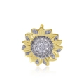 Rotating sunflower pendant featuring two-tone gold petals and shimmering zircon center - 2.9cm Two-Tone Sunflower (NAE05-5) / Pendant Only (No Chain)