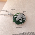 Green enamel frog lily pad necklace in 18k gold plated copper with zircon stones - Pendant Only / Silver Deep Green Frog