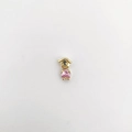 Golden bunny pendant with pink heart zircon for DIY jewelry necklaces and bracelets - Pink Boy (NA17-3)