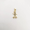 Golden skateboard boy pendant with blue zircon inlay for DIY jewelry design - Skateboard Boy (NC11-2)