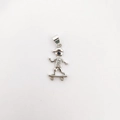 Silver skateboard boy pendant with cubic zirconia inlay for necklaces and DIY bracelets - Skateboard Boy (NC11-3)