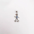 Silver skateboarder boy pendant featuring vibrant blue cubic zirconia stones - Skateboard Boy (NC11-4)