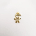 Golden boy pendant charm with baseball cap and sparkling cubic zirconia crystals - Gold Boy (NG06-10)