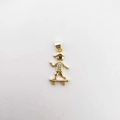 Golden skateboard boy pendant with sparkling crystals and street style details - Skateboard Boy (NC11-1)