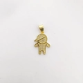 Charming gold-plated boy pendant with sparkling white zircons and a stylish cap - Gold Boy (NB12-3)