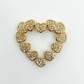 Goldener Herzanhänger mit mikro-gefassten weißen Zirkoniasteinen in Gold-Finish Optik - Gold Strass Hohl Gliedherzen Stil (NA05-3)