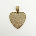 Herzanhänger in Goldoptik mit Zirkonia-Pflasterstein-Einstellung für Schmuckherstellung - Gold Pave Herz Stil (NF05-2)