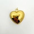 Ciondolo cuore 3D placcato oro lucido con finitura a specchio per gioielli fai da te - Ciondolo a Cuore Liscio Minimalista Solo (Senza Catena) (NB15-6) / Oro