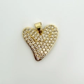 Goldener Herzanhänger mit klarem Zirkonia-Mikropavé für DIY-Schmuckherstellung - Gold Eleganter Pave Herz Stil (ND10-2)