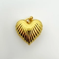 Ciondolo cuore 3D placcato oro con trama radiale a conchiglia per creazione gioielli - Ciondolo a Cuore con Righe Radiali Solo (Senza Catena) (NU08-3) / Oro