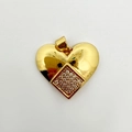 Ciondolo a cuore in oro lucido 3D con zircone quadrato per gioielli fai da te - Ciondolo a Cuore con Zirconia Quadrata Solo (Senza Catena) (NG05-5) / Oro