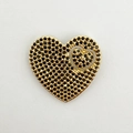 Herzanhänger in Gold mit schwarzen Zirkonia-Steinen für individuellen Schmuckbau - Gold Pave Schwarze Zirkonia Doppelherz Stil (NF05-6)