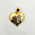 Ciondolo a cuore placcato oro con impronte di bimbo argento per gioielli fai-da-te - 2.0cm / Ciondolo a Cuore con Due Impronte Solo (Senza Catena) (NAB10-4) / Oro