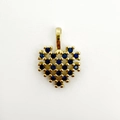 Goldener Herzanhänger mit funkelnden blauen Zirkonia in einer hochwertigen Krallenfassung - Gold Hohl Krappenfassung Blaue Zirkonia Herz Stil (NAA03-1)