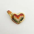 Regenbogen-Herzanhänger mit bunten Zirkonia-Steinen in vergoldeter Fassung - Gold Regenbogen Farbverlauf Pave Herz Stil (NG09-4)