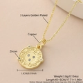 Collier en cuivre plaqué or avec pendentif pièce zodiaque en zircon de 1,3 cm - Disque Zodiaque (NAK12-7) / Collier (Avec Chaîne)