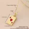 Gold plated heart ace of hearts envelope necklace with red enamel and zircon stones - Necklace Set / Ace Of Hearts Card Style