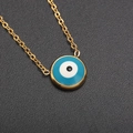 Collier avec pendentif œil protecteur en cuivre plaqué or 18k et émail bleu - Mauvais Œil en Émail (NJ05-8)