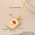 Gold plated mushroom pendant necklace with white and red enamel on a 45cm link chain - Necklace Set / Mushroom Card Style