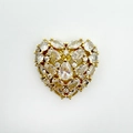 Goldenes Herz-Anhänger mit bunten Zirkonia in Birnen- und Marquise-Schliff - Gold Vintage Weißes Pave Verbundherz Stil (NX02-3)