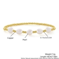 Elegant 18k gold plated copper beaded bracelet with five white pearls for women - NZ05-8