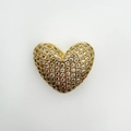 Sparkling 18k gold plated heart pendant with full diamond micro pave setting - White Zirconia Pave Heart (NAG10-9)